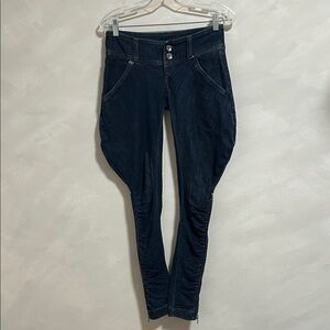 MISS SIXTY COLLECTION Denim Ruched Ankle Zip Skinny Jeans size 24 y2k vintage
